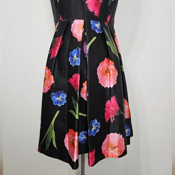 Carolina Herrera Floral Silk-Blend Mikado A-Line Cocktail Dress Size 10 - Picture 11 of 13